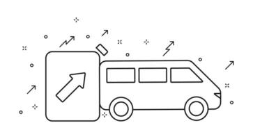 combustible giro arriba línea ilustración con coche vector