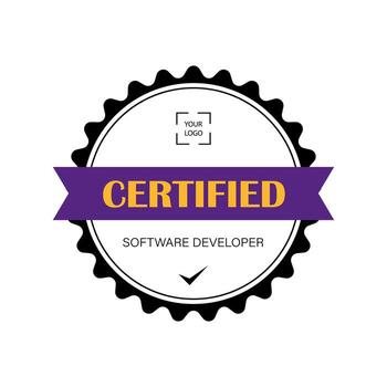 profesional redondo certificado de software desarrollador vector