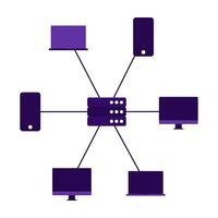 Scheme of concept web 2.0 with devices and server vector