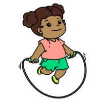 Happy Kid Girl Playing Jump Rope Isolated