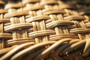 Closeup of a thatched basket under the sunlight photo