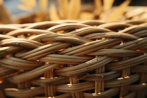 Closeup of a thatched basket under the sunlight photo