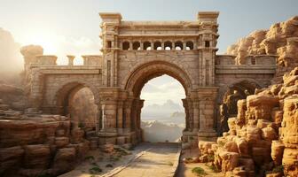 ancient classic architecture featuring stone arches. AI Generated photo