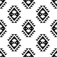 Seamless border repeat pattern with unique ethnic backdrop design. Aztec and Navajo tribal style. Black and white color. Design for textile, fabric, curtain, rug, shirt, frame. vector
