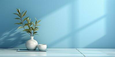 abstract light blue background suitable for product presentation. AI Generated photo