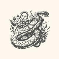 Vector sketch trendy fantasy tattoo design for apparel and t shirts. sticker, mascot, tattoo, rose, snake, fantasy, devil, artwork, textile, wildlife, hand drawn, illustration, angry, print, skeleton. photo