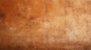 Terra cotta colored Venetian plaster texture applied on a wall. AI Generated photo