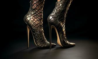 closeup shot of high heel boots. AI Generated photo