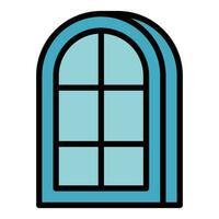 antiguo ventana icono vector plano