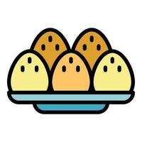 Cooked egg icon vector flat