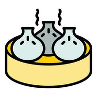 Basket baozi icon vector flat
