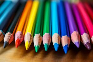 Closeup shot of coloring pencils photo