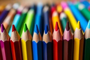 Closeup shot of coloring pencils photo