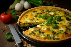 fresh homemade frittata with food ingridients photo