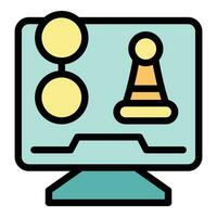 Computer chess icon vector flat