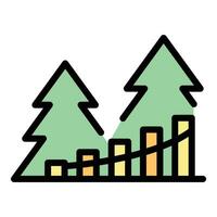 Fir tree zipline icon vector flat