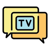 Tv chat icon vector flat