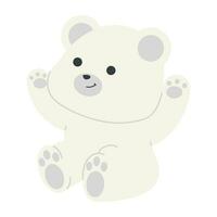 contento polar oso sentado dibujos animados vector