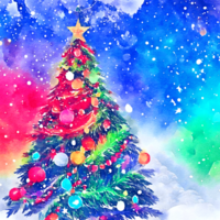 Winter Watercolor Christmas Holiday Backdrop AI Generative png