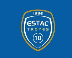 Troyes AC Club Logo Symbol Ligue 1 Football French Abstract Design Vector Illustration With Blue Background