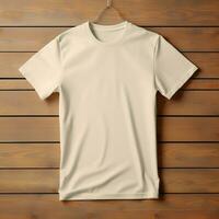 ai generativo de un blanco camiseta en crema color en alto calidad, Perfecto a crear un Bosquejo avance foto