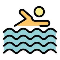 Ocean swim icon vector flat