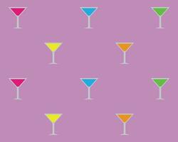 Pattern with cocktail drinks for textiles or other uses in soft colors vector