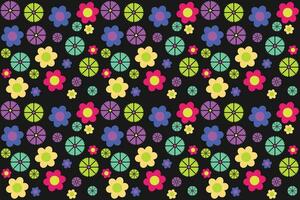 Floral vector illustration pattern made with very colorful flowers for textiles or other uses