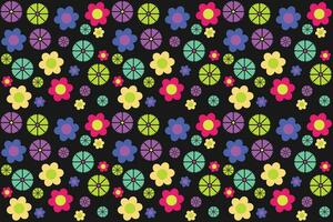 Floral vector illustration pattern made with very colorful flowers for textiles or other uses