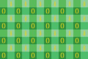 Vector checkered tablecloth with golden wheat ears for textiles or other industrial uses