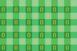 Vector checkered tablecloth with golden wheat ears for textiles or other industrial uses