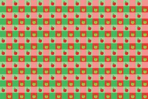 Vector checkered tablecloth with apples illustration