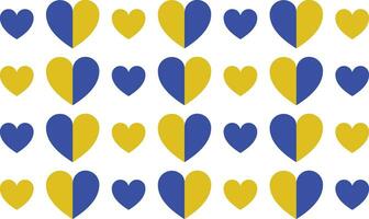Background with hearts with the colors of the flag of Ukraine vector