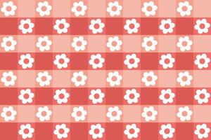 Vector checkered tablecloth with flowers illustration