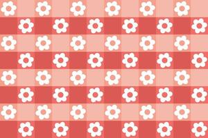 Vector checkered tablecloth with flowers illustration