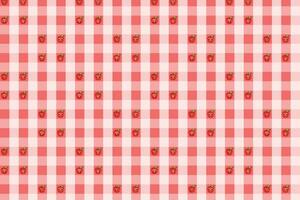 Vector checkered tablecloth with apples cartoon faces