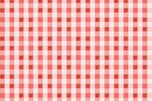 Vector checkered tablecloth with apples cartoon faces