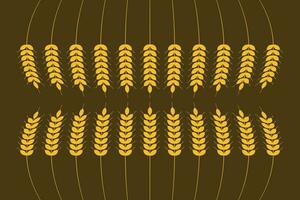 Vector illustration with golden wheat ears for textiles or other industrial uses, on dark background