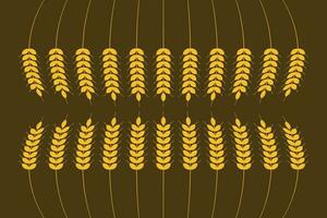 Vector illustration with golden wheat ears for textiles or other industrial uses, on dark background