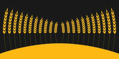 Vector illustration with golden wheat ears for textiles or other industrial uses, on dark background