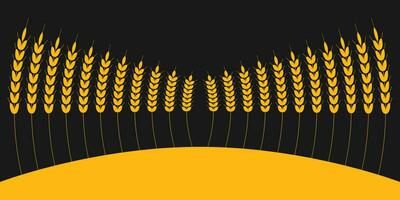 Vector illustration with golden wheat ears for textiles or other industrial uses, on dark background