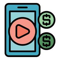 Smartphone data money icon vector flat