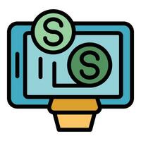 Online money icon vector flat