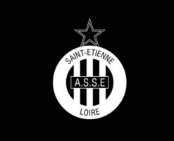 Saint Etienne Club Symbol Logo White Ligue 1 Football French Abstract Design Vector Illustration With Black Background