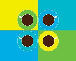 Modern and colorful background with coffee cups vector