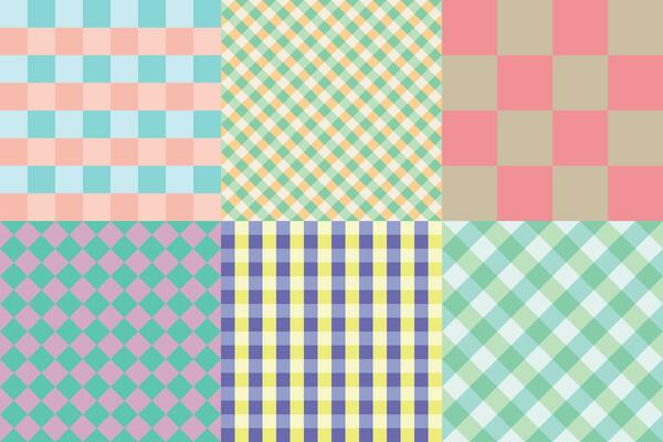 Vector checkered tablecloth set in soft colors