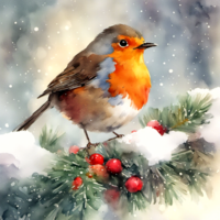 Jahrgang Weihnachten Winter Robin ai generativ png