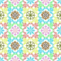Floral Cross Stitch Embroidery on white background.geometric ethnic oriental seamless pattern traditional.Aztec style abstract vector illustration.design for texture,fabric,clothing,wrapping,sarong.