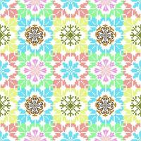 Floral Cross Stitch Embroidery on white background.geometric ethnic oriental seamless pattern traditional.Aztec style abstract vector illustration.design for texture,fabric,clothing,wrapping,sarong.