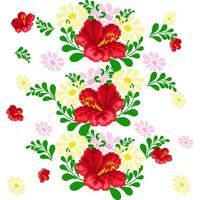 Floral Cross Stitch Embroidery on white background.geometric ethnic oriental seamless pattern traditional.Aztec style abstract vector illustration.design for texture,fabric,clothing,wrapping,sarong.